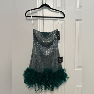 Lulu's Green and Silver Sequin Dress